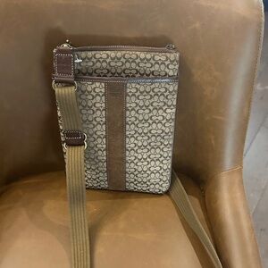 Coach Signature Brown and Tan Messenger Bag